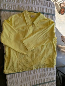 Quacker Factory Yellow Jacket Butterflies Flowers Rhinestones Cottagecore - Picture 1 of 6
