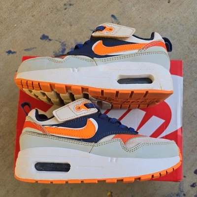 Nike Air Max 1 TD Size 10C White Navy Orange Sneakers FQ7409-001 Pre-owned  - Image 1 of 4