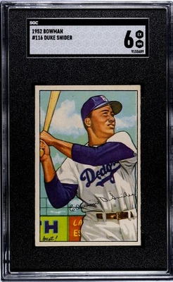 1952 Bowman #116 Duke Snider Brooklyn Dodgers SGC 6 EX QUASE PERFEITO - Imagem 1 de 2