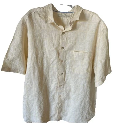 Caribbean Shirt Mens XL Tall Butter Yellow Linen Cotton Beach Resort Preppy - Image 1 of 4