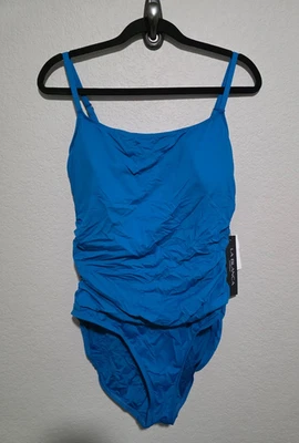 La Blanca Women's Island Goddess Shirred Side One Piece Swimsuit Blue Size 16 - Image 1 of 4