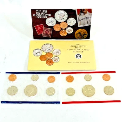 1990 U.S. Mint Uncirculated 10 Coin Set (D & P Mint Marks, Original Envelope) 11 - Image 1 of 4