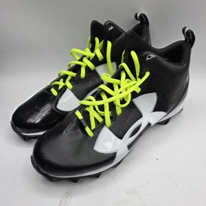 Mens Under Armour Crusher RM 1286599 001 Black White Football Cleats Shoes Sz 11 - Picture 1 of 5