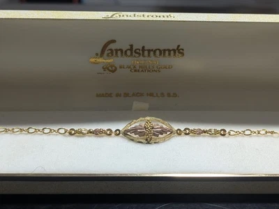 10k Black Hills Gold Rose Grape Jewelry Bracelet W/ 12K GF Link 7.25”L With Case - Image 1 of 4