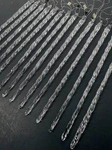 Vtg Glass Icicle Twist Ornaments Kurt Adler Christmas 7.5” Crystal Clear Set 14 - Picture 1 of 11