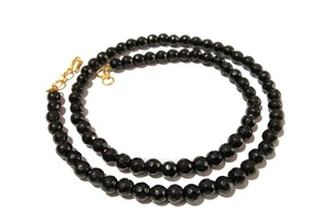 COLLAR DE PIEDRAS PRECIOSAS FACETADAS REDONDAS DE CALCEDONIA DE ÓNIX NEGRO... - Imagen 1 de 8