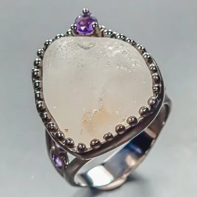 Anillo Gemas 26 ct Topacio Blanco Natural Plata de Ley 925 Talla 7.75/R447943 Foto 1 de 4