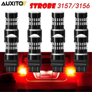 8x 3157 Red LED Brake Tail Light Reverse Turn Signal Parking Flash Blinking Bulb - Picture 1 of 12