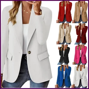 Neu Damen Ein Knopf Anzug Jacke Freizeit Revers Mäntel Langarm Blazer Geschenk - Bild 1 von 30