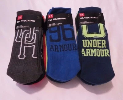 Men's 9 pair UNDER ARMOUR Logo Large Training Crew Socks Multi Colors 1282046 - Image 1 of 2