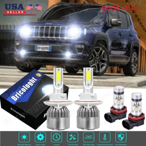 Para Jeep Renegade 2015-2019 6000K Faro LED Alto/Bajo + Luz Antiniebla Combo 4x Bombillas - Imagen 1 de 12