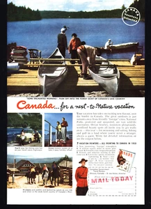 1950 KANADA ÜBER DER GRENZE IN KANADAS SEENLAND VINTAGE DRUCK ANZEIGE - Bild 1 von 1