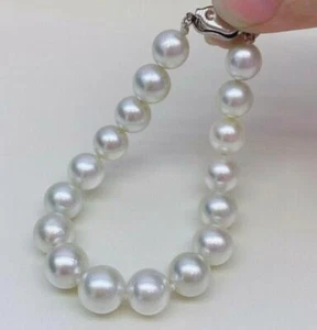 riesige natürliche 11-12 mm AAAA Südmeer weiße runde Perlenarmbänder 7,5-8 Zoll schön - Bild 1 von 6