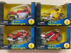 4pc 1/18 Scale Motorcycle Toy Collection Kids Connection 1990 Era Rare Die Cast - Picture 1 of 7