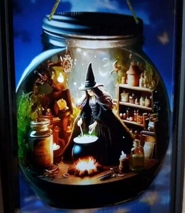Halloween Witchcraft Potion Acrylic Window Suncatcher Hanging 7.5 " X 6.25" - Picture 1 of 9