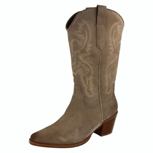 Bota de Vaquero Damas Spot On Gamuza Cuero Cremallera F5R1249 - Imagen 1 de 21