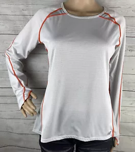 New Balance Shirt Damen klein weiß grau orange Daumenloch Raglan sportliches Oberteil - Bild 1 von 12