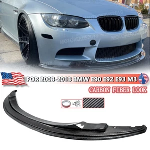 For 08-13 BMW E90 E92 E93 M3 GTS Style Carbon Look ABS Front Bumper Lip Spoiler - Picture 1 of 13