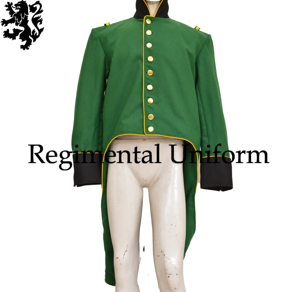 Chaleco militar de lana verde del siglo XIX británico era victoriana ropa formal por la mañana Foto 1 de 4