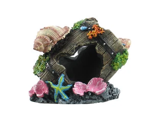 FixtureDisplays Ancient Barrel Ruins Seashell Ornament Aquarium Fish Tank Decora - Picture 1 of 2