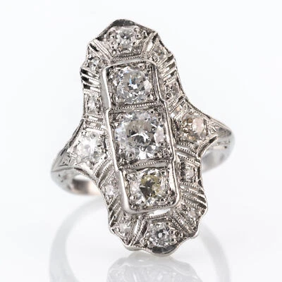 Art Deco Damenring Platin mit 1.20ct Brillanten - Bild 1 von 4