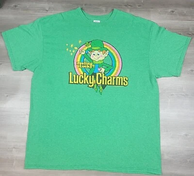 Camiseta Lucky Charms Cereal Feeling Lucky Leprechaun Rainbow XL Verde  Foto 1 de 4