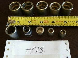 Lote de 10 enchufes: 3/4", 11/16", 5/8", 9/16", 3/8", 3/8", 5/16", 1/4", 19 mm, 17 mm - Imagen 1 de 7