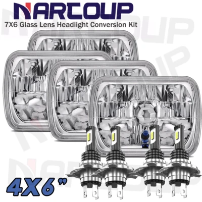 4pc 4x6'' LED Headlights Hi-Lo w/DRL For 1977-1986 Chevrolet Caprice Monte Carlo Foto 1 de 4