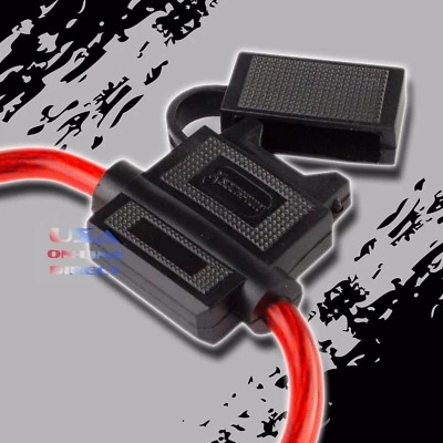 5 Pack 10 Gauge ATC In-Line Blade Fuse Holder 100% OFC Copper Wire with cover  - Image 1 of 4