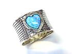 Silver ring BOHO heart designer jewelry sterling silver blue opal all sizes