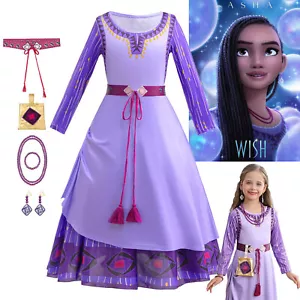 Kids Girls Fancy Dress Up Princess Movie Wish Asha Cosplay Birthday Costume Gift - Picture 1 of 19