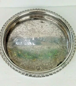 VINTAGE ROGERS AND BROS SILVER PLATED ROUND SERVING TRAY #1771G - Bild 1 von 6