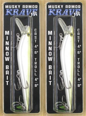 (2) Armadura Musky 7" Krave Jr 1.9 OZ Cebos Minnow Enganche Sucker Muy Raro Nuevo Foto 1 de 4