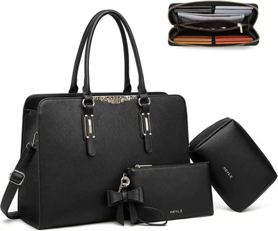 Keyli 4pc Sets Laptop Bag for Women Large Leather Laptop Briefcase with USB Char - Image 1 of 4