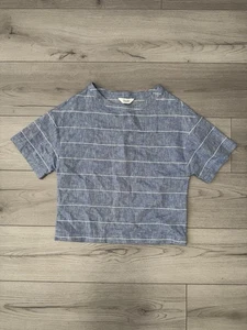TOAST Mid Blue Stripe Cotton Linen Top Tunic Boxy Fit Lagenlook Minimalist Uk 8 - Picture 1 of 6