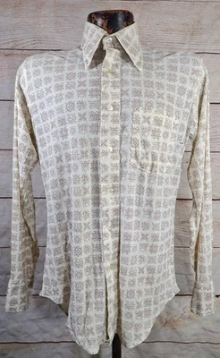 Vintage Towncraft JC Penney Shirt 70s Disco Floral Geometric Abstract Nik Mens M - Image 1 of 4