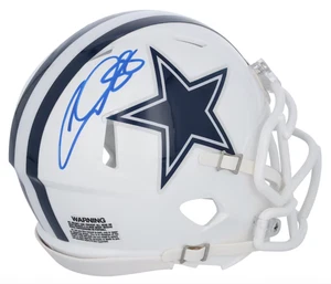 Von CeeDee Lamb signierter alternativer weißer Mini-Speed-Helm der Cowboys Fanatiker - Bild 1 von 3