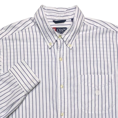 Chaps Ralph Lauren Blue and White Striped Button Down Shirt Mens XL Tall Coastal - Image 1 of 4