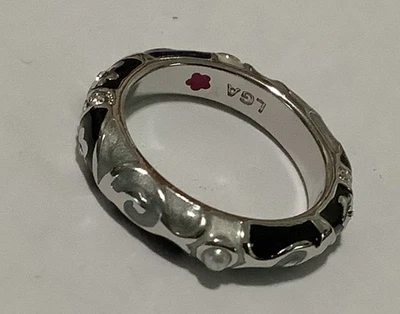 Lauren G Adams Black and Gray Enamel Cz’s & Pearls Rhodium Plated (131) Size 6 - Image 1 of 3