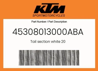 KTM Genuine Tail Section White 20 - 45308013000Aba - Image 1 of 4