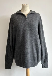 John Lewis 100% Kaschmir 1/4 Zip Pullover Herren Large dunkelgrau Strickpullover - Bild 1 von 7