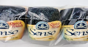 DMC 3 STÜCK Senso "schwarz" METALLICS gehäkelt Quick Finish BAUMWOLLE/METALLIC Garn - Bild 1 von 4