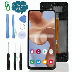 Für Samsung Galaxy A12 LCD Bildschirm Touch Digitizer Ersatz + Rahmen Schwarz - Bild 1 von 9