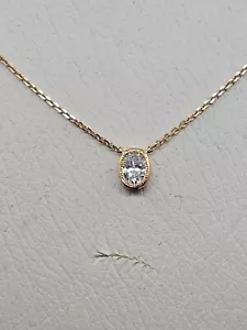 18k Rose Gold Solitaire Oval Diamond Pendant, ..33ct , VS1 I , Mint - Picture 1 of 9