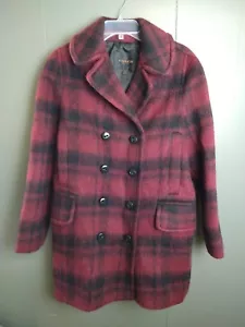 Coach karierter langer Peacoat dunkle Preiselbeere Größe Medium Damen gebraucht, in einwandfreiem Zustand klassisch zweireihig - Bild 1 von 10