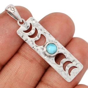Mondphasen - Original Larimar - Dominikanische Republik 925 Silber Anhänger CP73417 - Bild 1 von 1