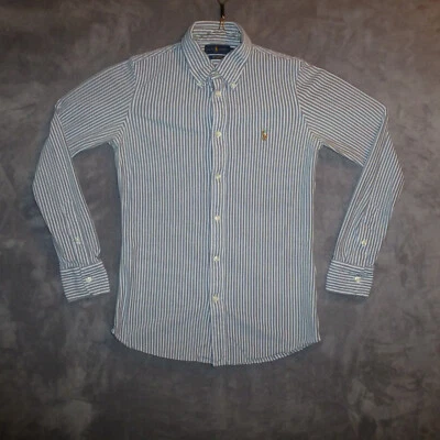 Camisa Ralph Lauren Niños Mediana Gris Rayas Tejida Oxford Carne Pony Foto 1 de 4