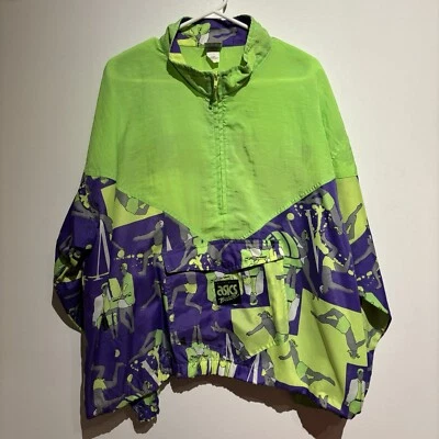 Jaqueta Pulôver Asics Windbreaker Vintage Anos 80 Vôlei de Praia Masculina Grande Nylon - Imagem 1 de 4