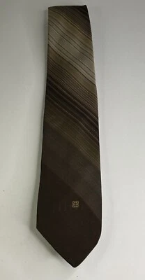 Corbata a rayas vintage Givenchy Gentlemen Paris de diseñador marrón y beige para hombre Foto 1 de 4