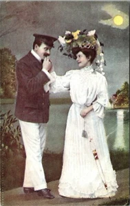 Man Kissing Woman's hand Romantic Postcard - Picture 1 of 2